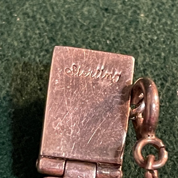 Sterling Panel Link Bracelet with Stone Inlay - Picture 7 of 9